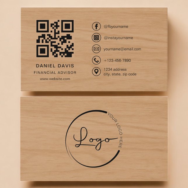 Cartão De Visita Consultor Financeiro Código QR Profissional de Mad (Criador carregado)