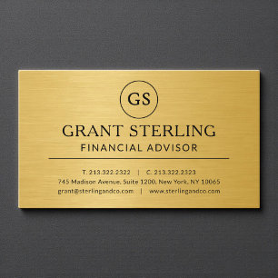 Cartão De Visita Consultor Financeiro Gold Metallic Luxo Monograma