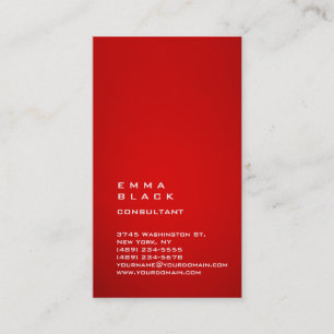 Cartão De Visita Consultor vermelho branco impressionante, simples