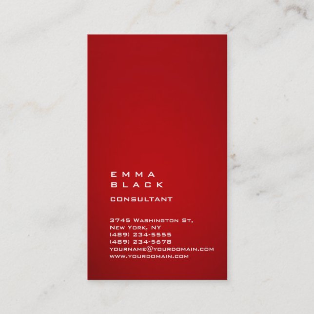 Cartão De Visita Consultor vermelho branco impressionante, simples  (Frente)