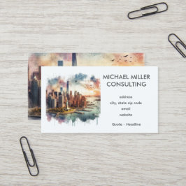 Cartão De Visita Consultoria de Aquarela do Horizonte de NYC