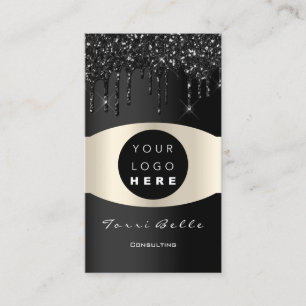 Cartão De Visita Consultoria de investimento em VIP preto para logo