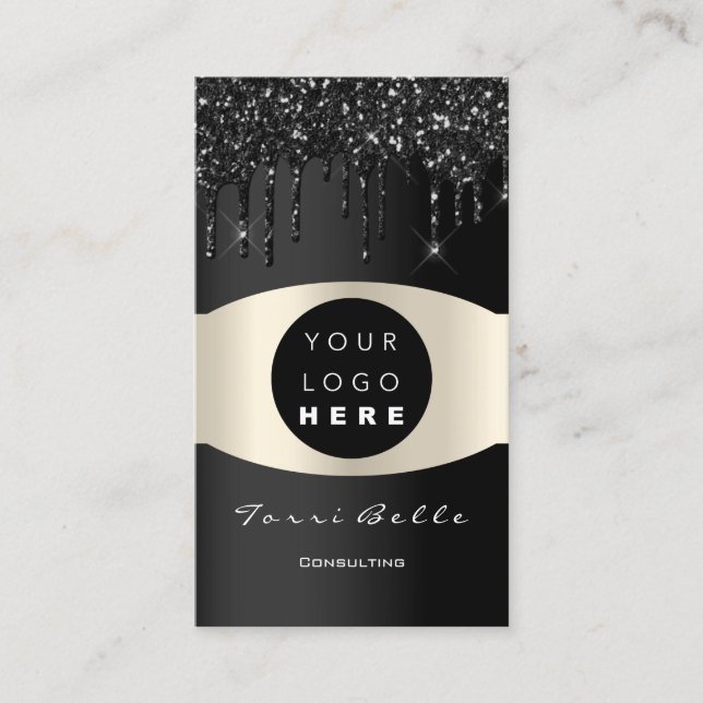 Cartão De Visita Consultoria de investimento em VIP preto para logo (Frente)