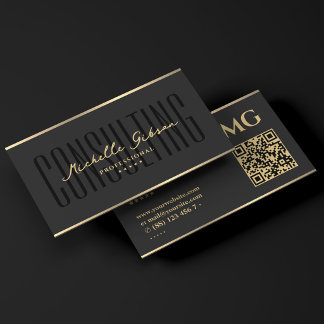 Cartão De Visita Consultoria de Luxo Minimalista Profissional Preto