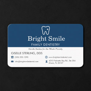Cartão De Visita Consultório Dentário Azul Marinho Branco