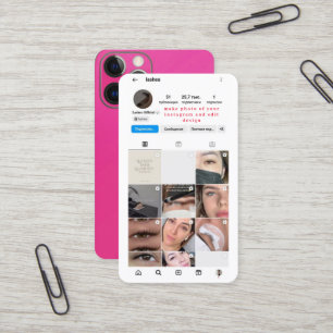 Cartão De Visita conta do Instagram edição de telefone rosa design