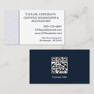 Cartão De Visita Contador de Livros Código QR Azul Moderno