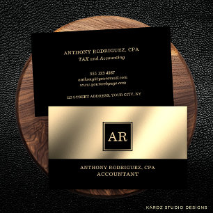 Cartão De Visita Contador de Monogramas Dourado Moderno