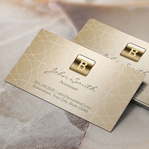 Cartão De Visita Contador Dourado Geométrico do Monograma