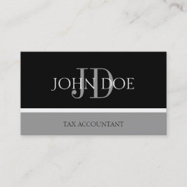 Cartão De Visita Contador Fiscal/CPA Monograma Preto/Prata Escura
