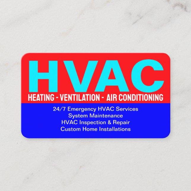 Cartão De Visita Contatos & Endereço & Serviços - HVAC Profissional (Frente)