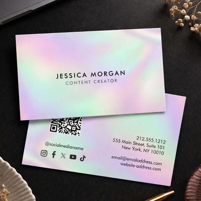 Cartão De Visita Content Creator QR Code Minimalist (Criador carregado)