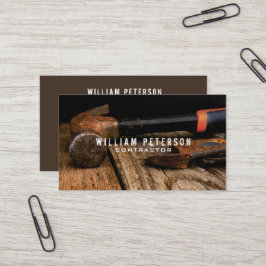 Cartão De Visita Contratante de construção rústico profissional das