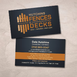 Cartão De Visita Contratante de Instalação e Reparo de Deck de Cerc