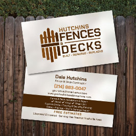 Cartão De Visita Contratante de Instalação e Reparo de Deck de Cerc