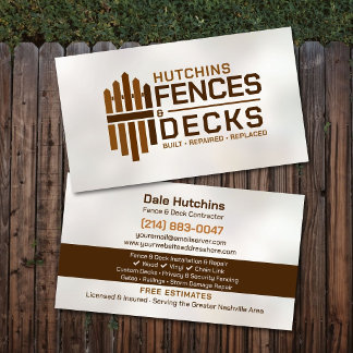 Cartão De Visita Contratante de Instalação e Reparo de Deck de Cerc