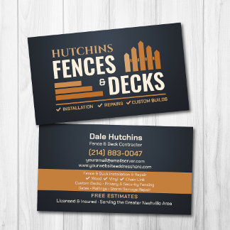 Cartão De Visita Contratante de Instalação e Reparo de Deck de Cerc