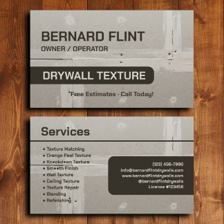Cartão De Visita Contratante de Textura de Drywall Marca Personaliz