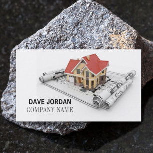 Cartão De Visita Contratante do Arquiteto de Construção de Blueprin