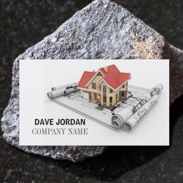 Cartão De Visita Contratante do Arquiteto de Construção de Blueprin (Modern Blueprint Construction Architect Contractor Business Card)