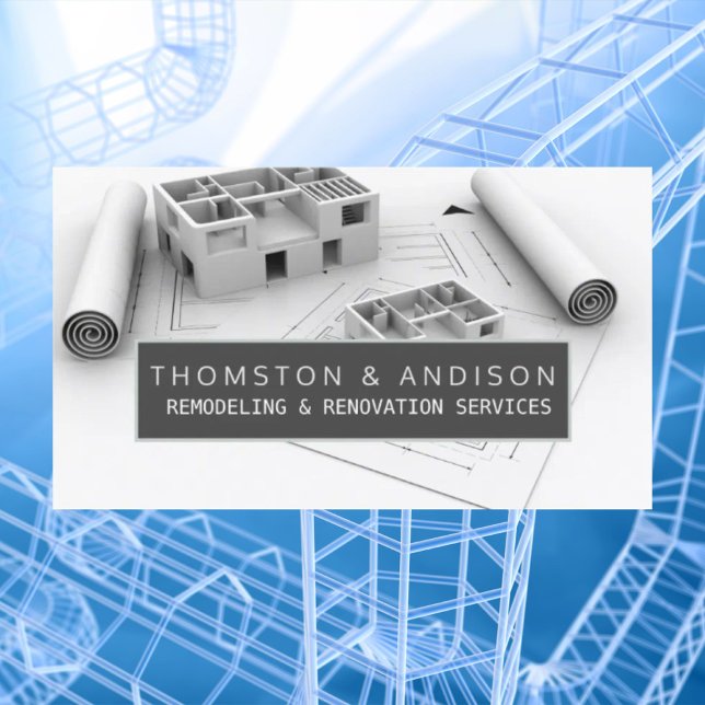 Cartão De Visita Contratante do Construtor de Renovação de Construç (Modern Construction Renovation Builder Contractor Business Card)