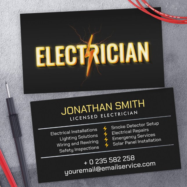 Cartão De Visita Contratante elétrico profissional - Eletrônico (Criador carregado)