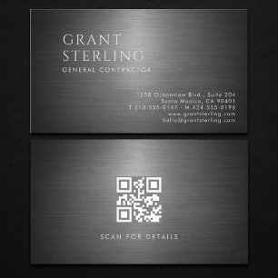 Cartão De Visita Contratante Geral Código QR Metálico