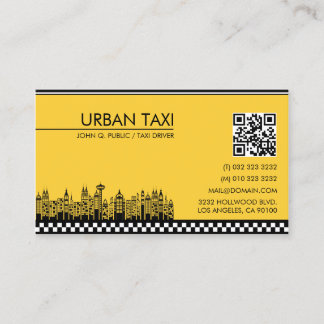 Cartão De Visita Controlador de táxi de táxi com código QR moderno