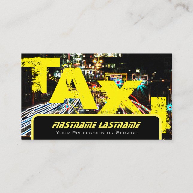 Cartão De Visita Controlador de táxi profissional taxi amarelo táxi (Frente)