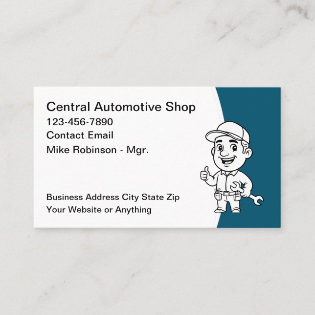 Cartão De Visita Cool Automotive Repair Shop Business Cards (Frente)