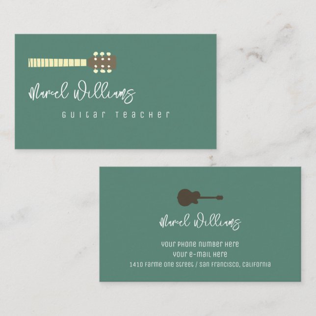 Cartão De Visita Cool Music Business Card for Guitarists (Frente/Verso)