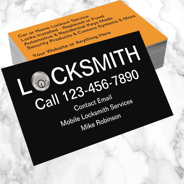 Cartão De Visita Coolest Locksmith Service Modern Business Cards (Criador carregado)