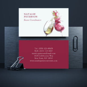 Cartão De Visita Coordenador de Eventos Elegante de Dança de Vinho