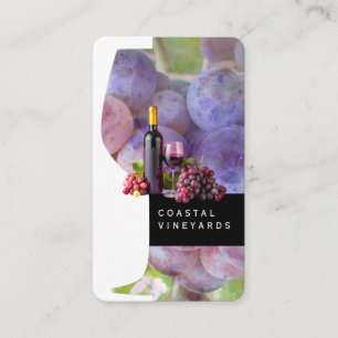 Cartão De Visita Copo de Vinho e Garrafa   Uvas de Vinhedo