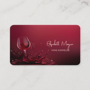 Cartão De Visita Copo de Vinho Elegante Profissional Vermelho