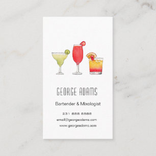 Cartão De Visita Coquetéis Bebidas mistas aquarela bartender Negóci