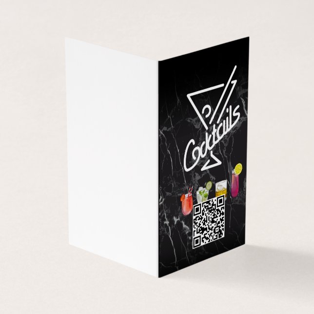 Cartão De Visita Coquetéis | Código QR | Adicionar personalizado (Exterior)