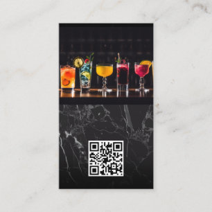 Cartão De Visita Coquetéis na parte superior do Bar   Código QR