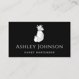 Cartão De Visita Coquetel Exótico Tropical do Bartender Negro e Bra