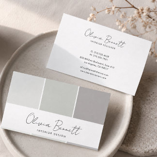Cartão De Visita Cor Cinza Poeira Editável, Designer de Interiores