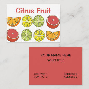 Cartão De Visita Cor Citrus Frutas Colorido Tropical Nutrição
