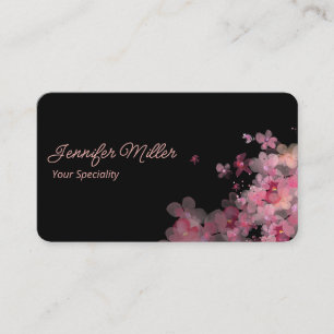 Cartão De Visita Cor d'água elegante preto floral