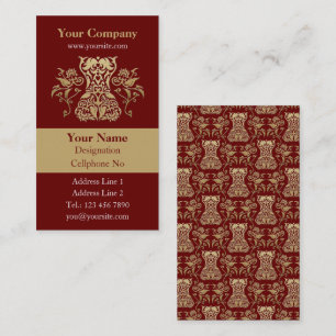 Cartão De Visita Cor damasco do Corset Floral Vertical