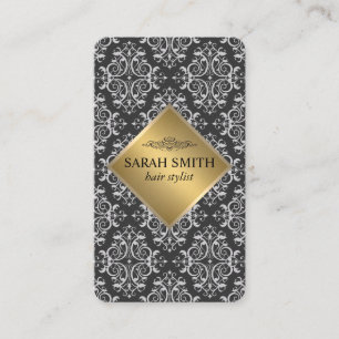 Cartão De Visita Cor damasco/ouro metálico