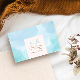 Cartão De Visita Cor de Água Azul Moderna