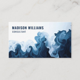 Cartão De Visita Cor de Água Azul Preta Personalizada Profissional