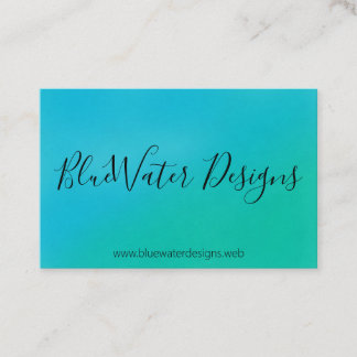 Cartão De Visita Cor de Água Azul Turquesa Com Fonte De Caligrafia