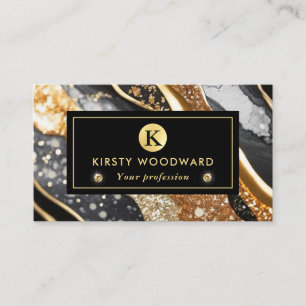 Cartão De Visita Cor-de-água - Preto e Dourada Largura de Álcool