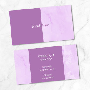 Cartão De Visita Cor de Água Púrpura Moderna Minimalista