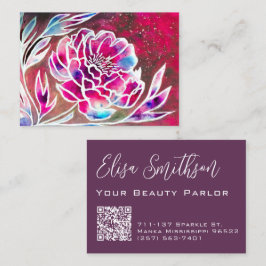 Cartão De Visita Cor de Água Rosa e Púrpura Dahlia Beleza Floral Cú
